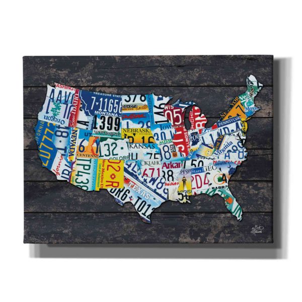 USA License Plate Map  by Britt Hallowell, Canvas Wall Art For Discount