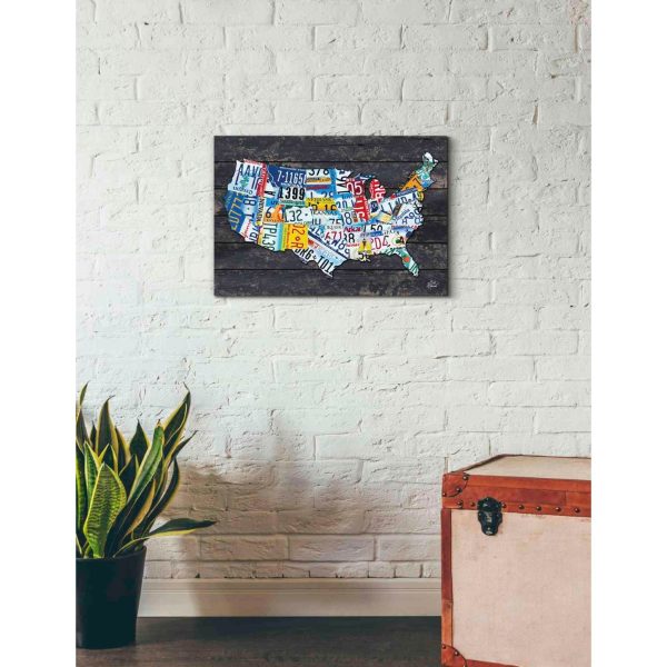 USA License Plate Map  by Britt Hallowell, Canvas Wall Art For Discount