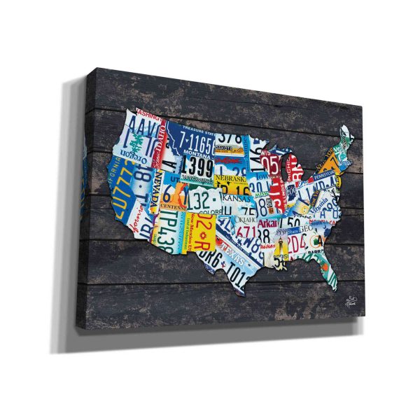 USA License Plate Map  by Britt Hallowell, Canvas Wall Art For Discount