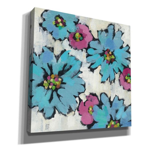 Graphic Pink and Blue Floral III  by Silvia Vassileva, Canvas Wall Art For Sale