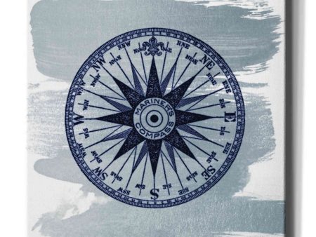 Brushed Midnight Blue Compass Rose  by Bluebird Barn, Canvas Wall Art Fashion