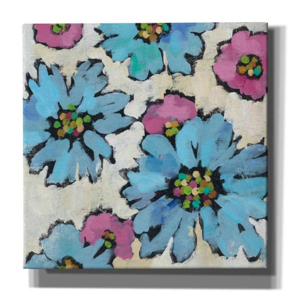 Graphic Pink and Blue Floral II  by Silvia Vassileva, Canvas Wall Art For Cheap