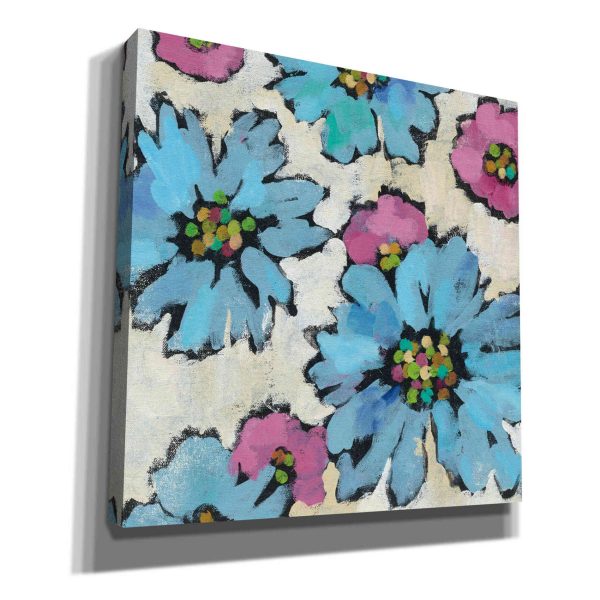 Graphic Pink and Blue Floral II  by Silvia Vassileva, Canvas Wall Art For Cheap