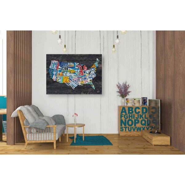 USA License Plate Map  by Britt Hallowell, Canvas Wall Art For Discount