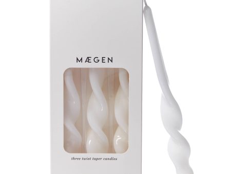 MÆGEN Twist Taper Candles - 3 Pack - Ice White Online Hot Sale