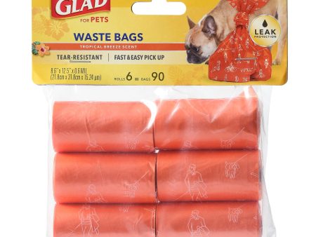 Glad for Pets Large Dog Waste Bags, Scented, Tear-Resistant, 6 Rolls Online Sale