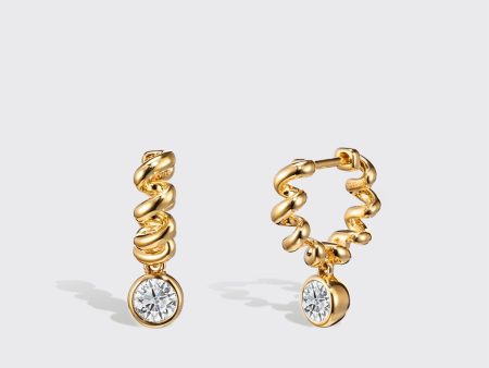 Yellow Gold Diamond Slinkee Drop Earrings Discount