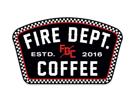 Fire Department Coffee Checkered Keystone Sticker Hot on Sale