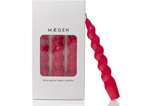 MÆGEN Spiral Taper Candles - 3 Pack - Magenta For Cheap