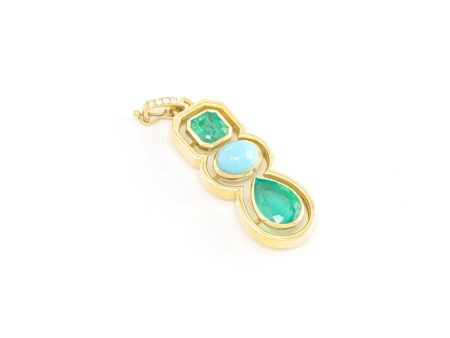 Jenna Blake - Morse Code Shadow Charm - Emerald and Turquoise Online Sale