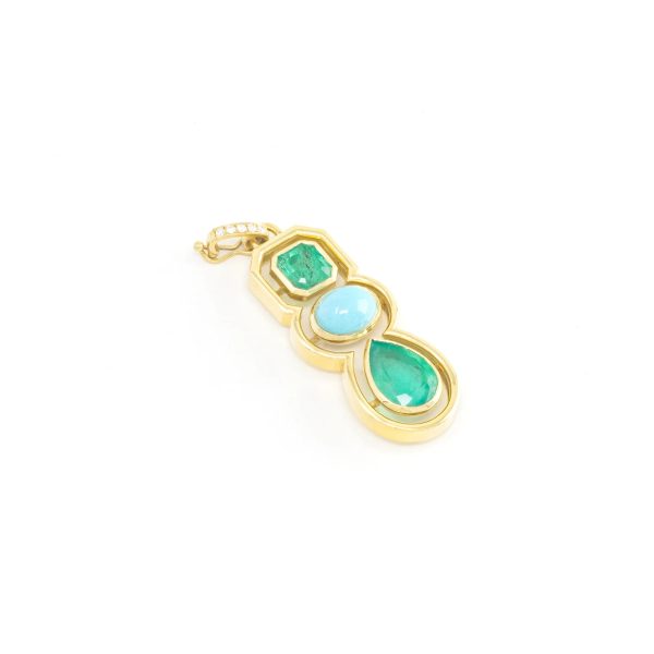 Jenna Blake - Morse Code Shadow Charm - Emerald and Turquoise Online Sale