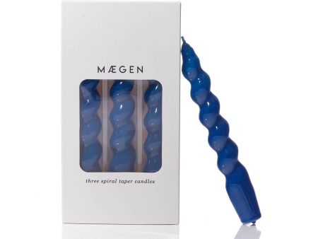 MÆGEN Spiral Taper Candles - 3 Pack - Navy For Sale