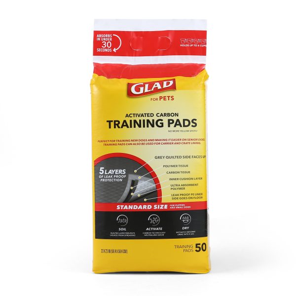 Glad for Pets Activated Carbon Training Pads for Puppies and Senior Dogs, 50 Count For Cheap