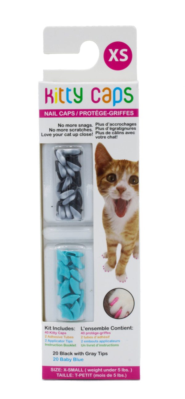 Kitty Caps Nail Caps: Black With Gray Tips & Baby Blue, 40 Count Fashion