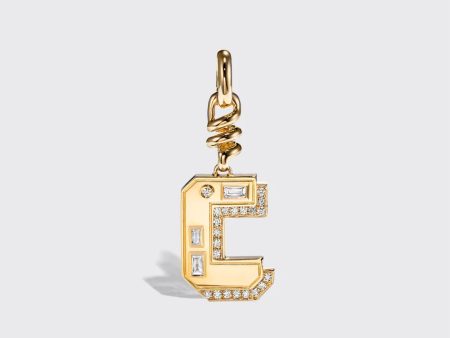 Yellow Gold Diamond and Number Charm Cheap