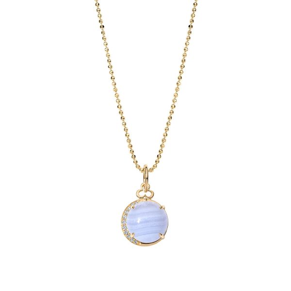 Devon Woodhill - Cabochon  Moon Charm  | Blue Lace Agate Fashion