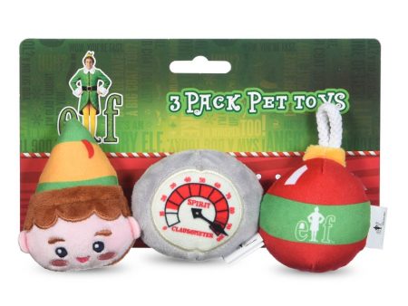 Elf: Holiday Plush Squeaker Buddy the Elf, Clausometer, and Ornament Ball Set - 3pc Toy Set Sale