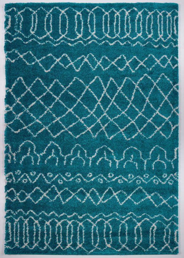 Shaggy Turquoise Ivory Vancouver Area Rug Online now