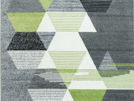 Grey Green Triangles Area Rug Hot on Sale