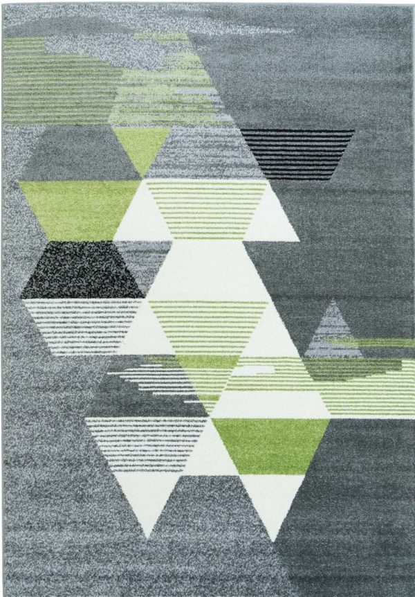 Grey Green Triangles Area Rug Hot on Sale