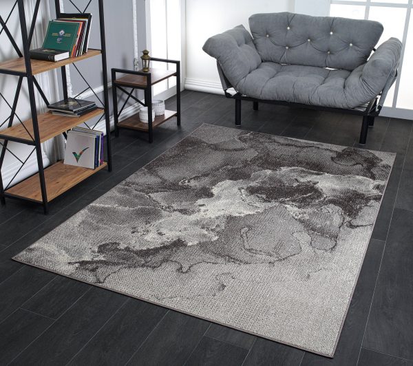 Logan Dark Grey Rustic Marble Design Modern Contemporary Area Rug Hot on Sale