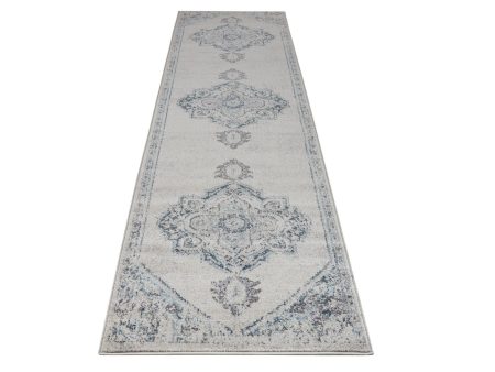 Miranda Persian Traditional Ivory Blue Area Rug Runner Fashion