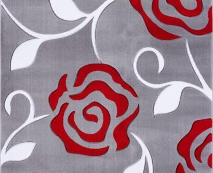 Grey Red Rose Pattern Area Rug Online