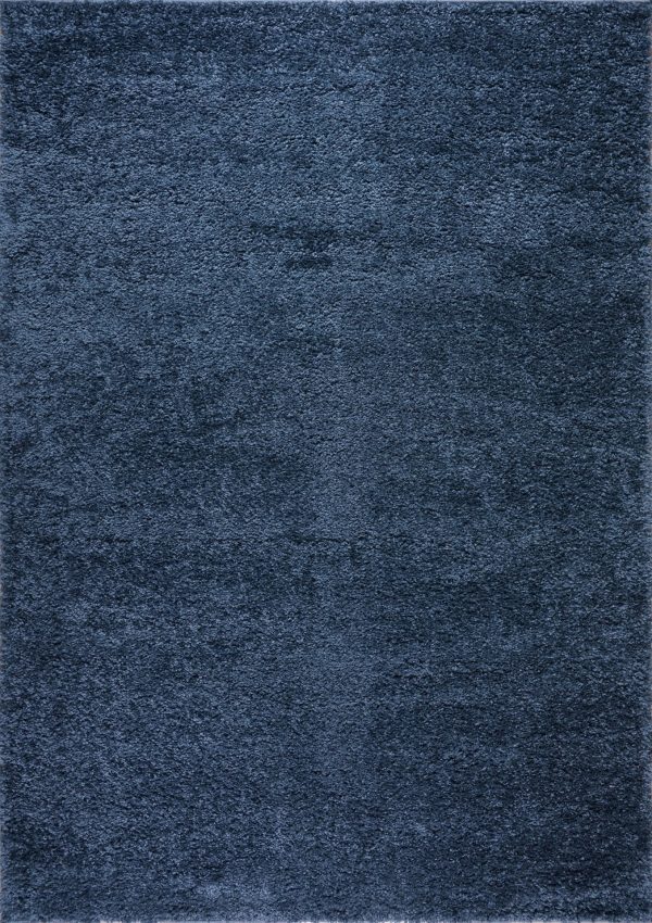 Solid Color Shaggy Meknes Durable Beautiful Turkish Rug in Blue Sale