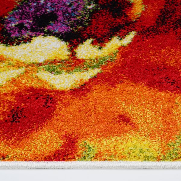 Contemporary Painting Flowers Style Made by Machine Area Rug Carpet in Multicolor Discount