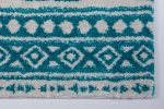 Damask Trellis Turquoise Ivory Shaggy Area Rug Online Hot Sale