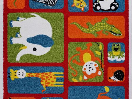 Adorable Animals Red Area Rug For Cheap