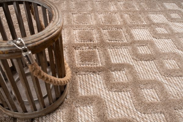 LaDole Rugs Geometric Modern Contemporary Area Rug - Durable Premium Carpet for Living Room, Bedroom, Office, Entrance, and Hallway - Brown, and Cream Beige For Discount