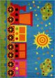 Train and Sky Theme Cartoon Style Polypropylene Kids Area Rug Carpet in Blue and Mutlicolor Online