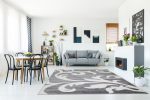 Off White Grey Floral Pattern Area Rug For Cheap