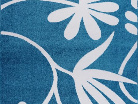 Botanical Style Simple and Creative Indoor Area Rug Carpet in Blue and Cream Cheap