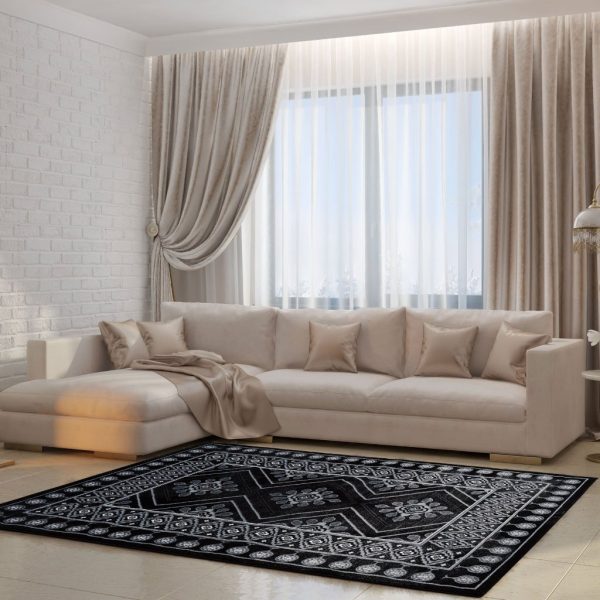 Burlington Black Gray Area Rug Fashion