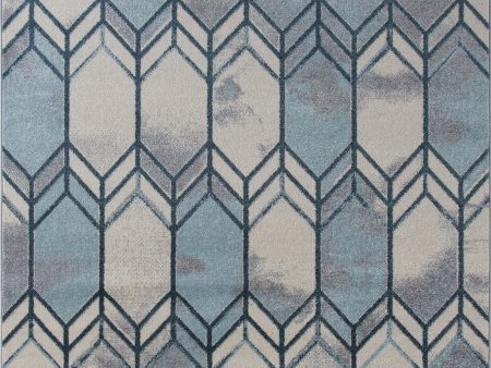 Stella Ivory Blue Grey Honeycomb Pattern Are Rug For Discount