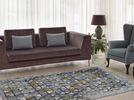 Diamond Grey Triangles Geometric Area Rug Online