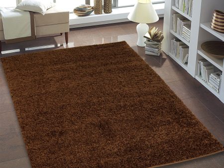 Shaggy Solid Brown Area Rug Online now