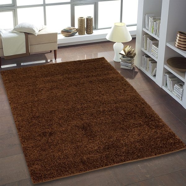 Shaggy Solid Brown Area Rug Online now