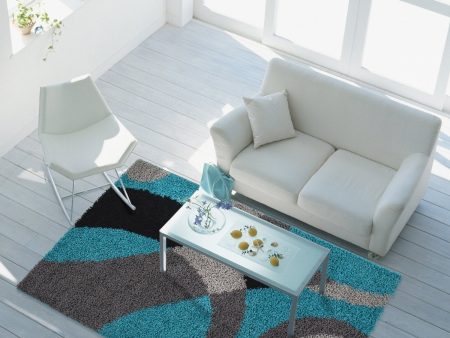 Shaggy Turkish Turquoise Area Rug Hot on Sale