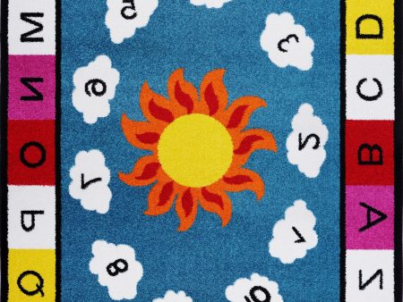 Alphabets Numbers Blue Multi Area Rug Discount