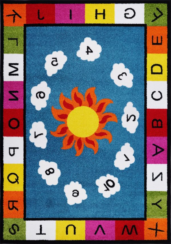 Alphabets Numbers Blue Multi Area Rug Discount