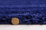 Solid Color Shaggy Meknes Durable Beautiful Turkish Rug in Navy Blue Sale