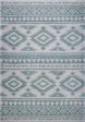 Damask Trellis Ivory Aqua Green Shaggy Area Rug on Sale