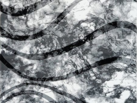 Ivory Grey Black Abstract Area Rug Online Sale