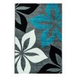 Flower Turquoise Black Gray Area Rug on Sale