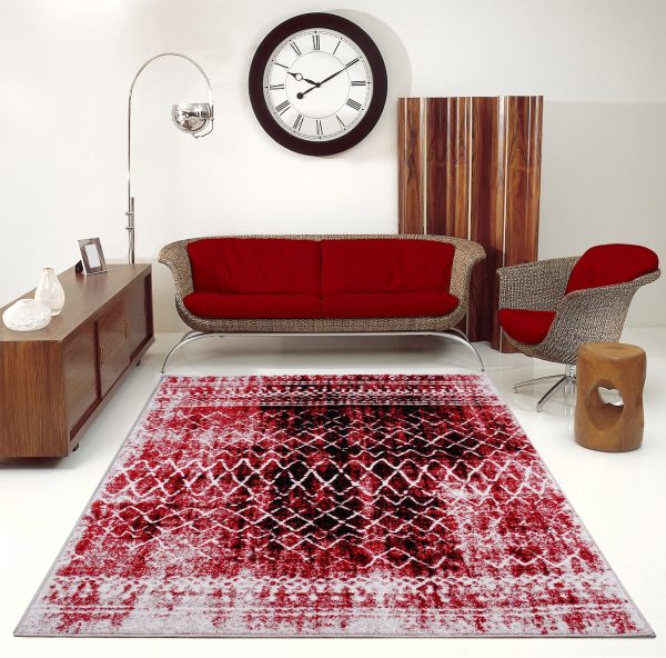 Verona Red Black Diamond Pattern Area Rug on Sale