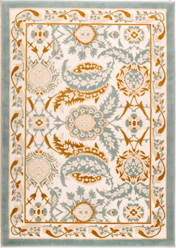 Abstract Traditional Pattern Turkish Beige Blue White Contemporary Area Rug Carpet Hot on Sale