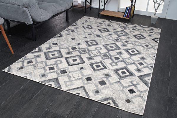 Lucas Dark Light Grey Modern Geometric Area Rug Diamond Pattern Online